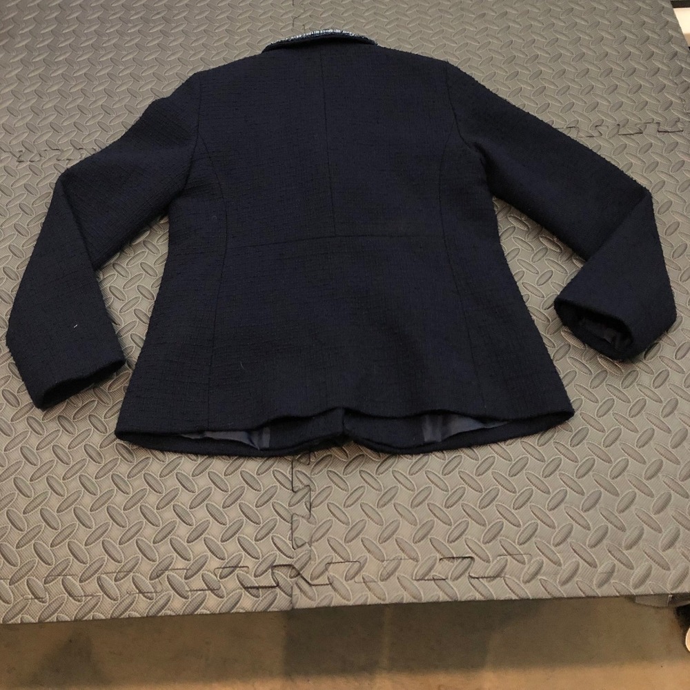 Talbots Blazer Womens 2 Navy Blue Tweed Gold Button Trimmed Jacket - Picture 10 of 10